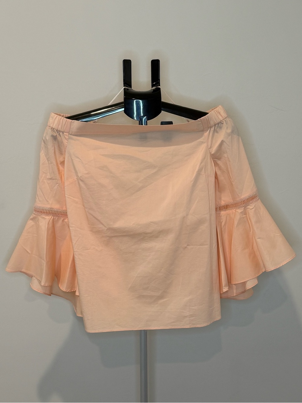 Jennifer Lopez Peach Off-Shoulder Mini with Bell Sleeves